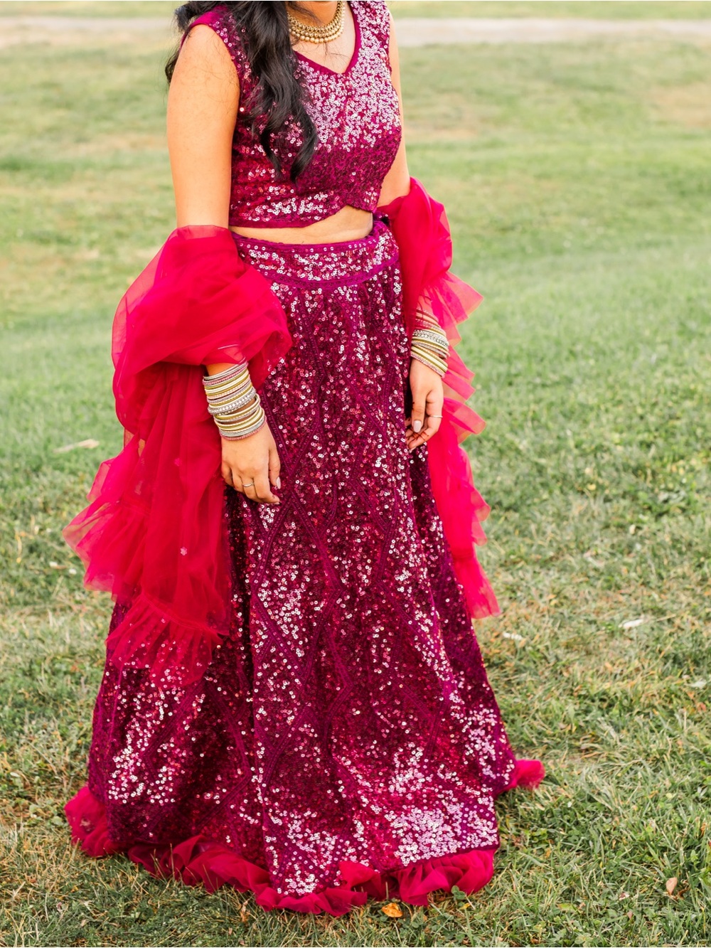 Sequin Fuchsia lehenga